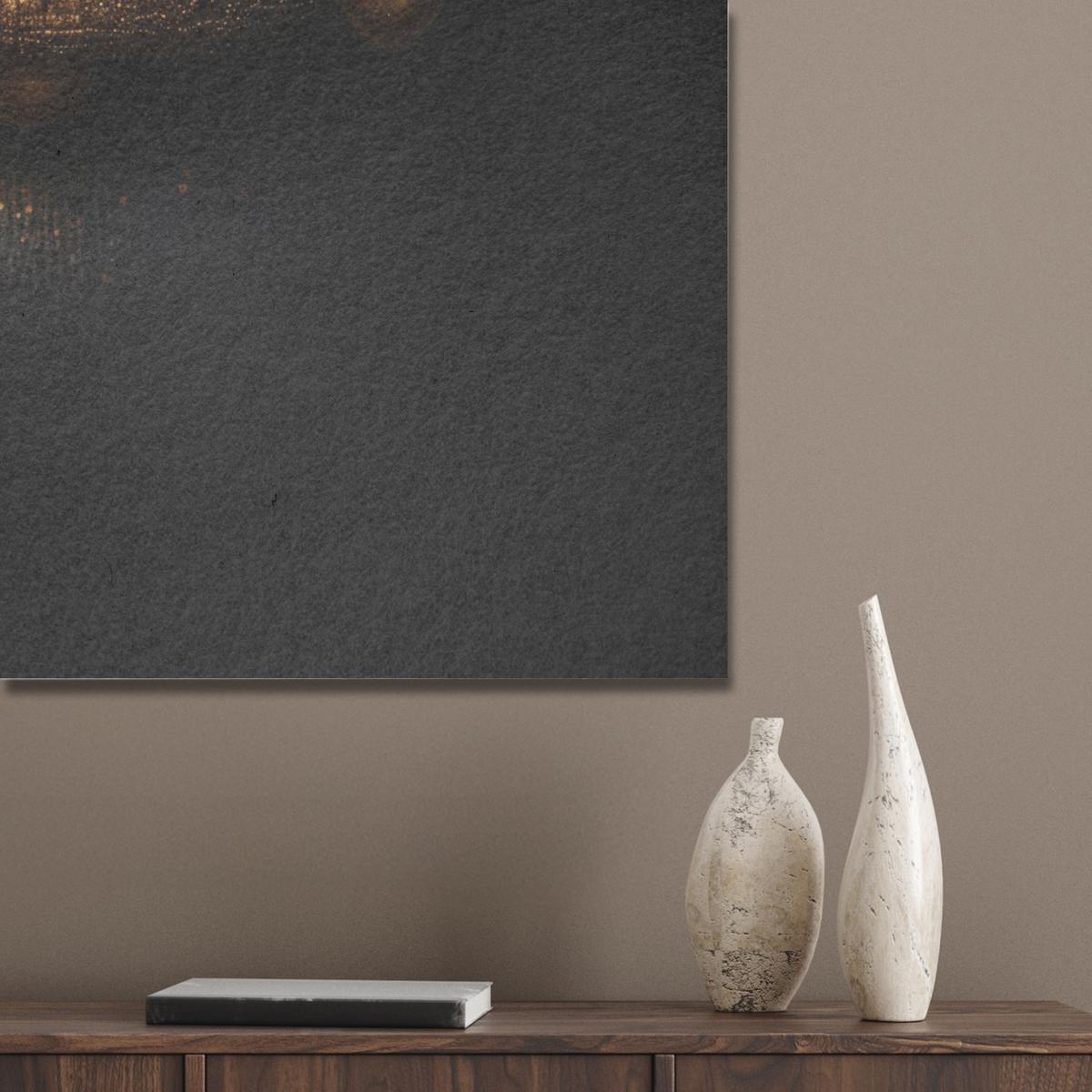 AKUSTIKBILD Frau - Porträt - Lippen - Gold - Schwarz Wanddeko 70x100 cm - Schwarz, Kunststoff (70/100/0.9cm) - MuchoWow