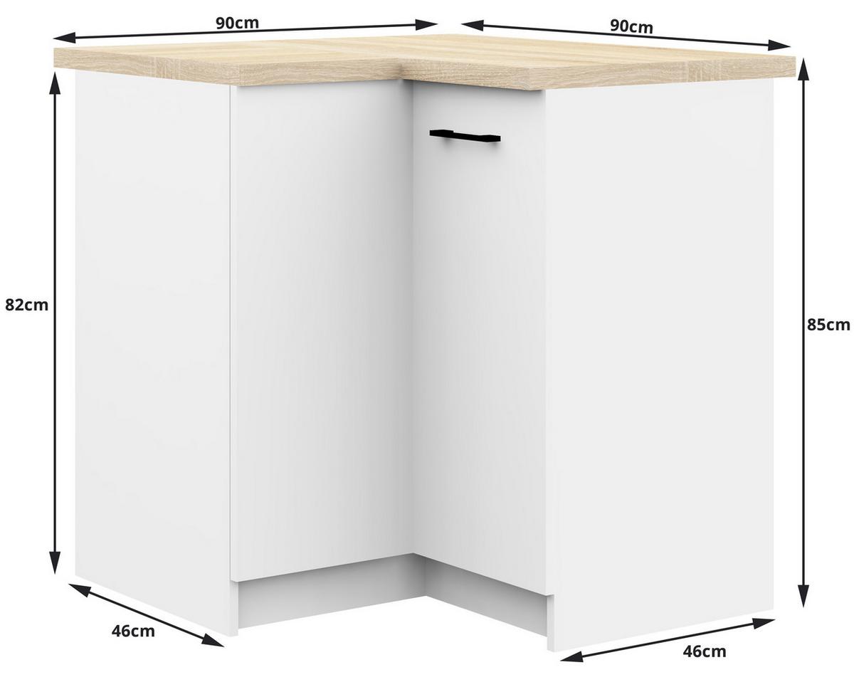 UNTERSCHRANK Weiß 85/90/46 - Weiß, Holzwerkstoff (90/85/46cm) - RAUMHIRSCH FURNITURE