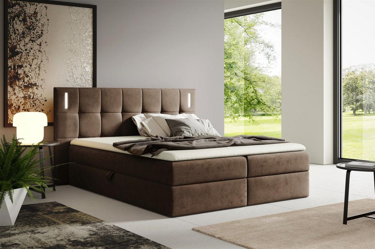 BOXBETT Martim - Braun, Holzwerkstoff/Textil (180/200cm) - Fun Möbel