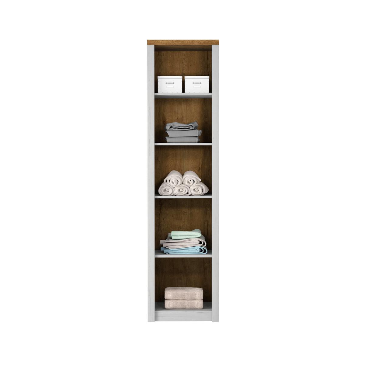 SCHRANK 1 Tür Léandre Weiß und Holz - Weiß, Holzwerkstoff (50.2/198.1/43.3cm) - Petits-meubles