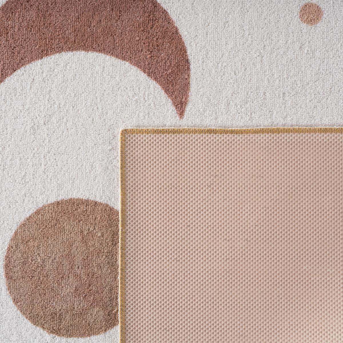 TEPPICH Kurzflor Waschbar TINO in Creme, mit Mondphasen-Motiv, Ø 160 cm - Beige, Textil (160/160cm) - KADIMA DESIGN