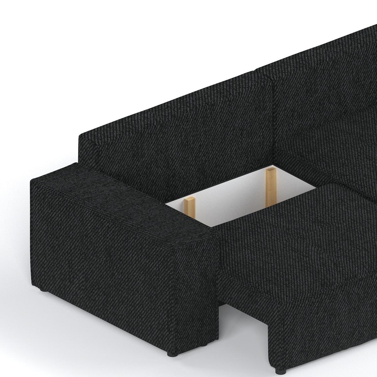 ECKSOFA SENSO mit Schlaffunktion Schwarz im Neve Stoff - Schwarz, Holz/Holzwerkstoff (255/148cm) - AltaBeds