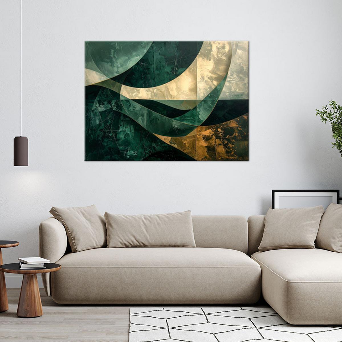 LEINWANDBILD Abstraktion 45x30cm - Grün, Textil (45/30cm) - Feeby