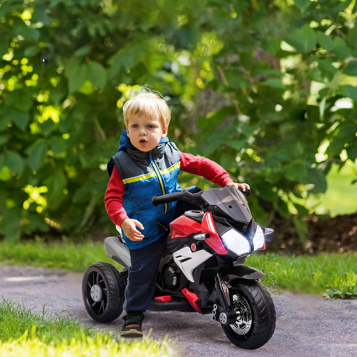 KINDER Elektromotorrad Kindermotorrad Kinderfahrzeug 3km/h - Rot/Schwarz, Kunststoff/Metall (86/42/52cm) - HOMCOM