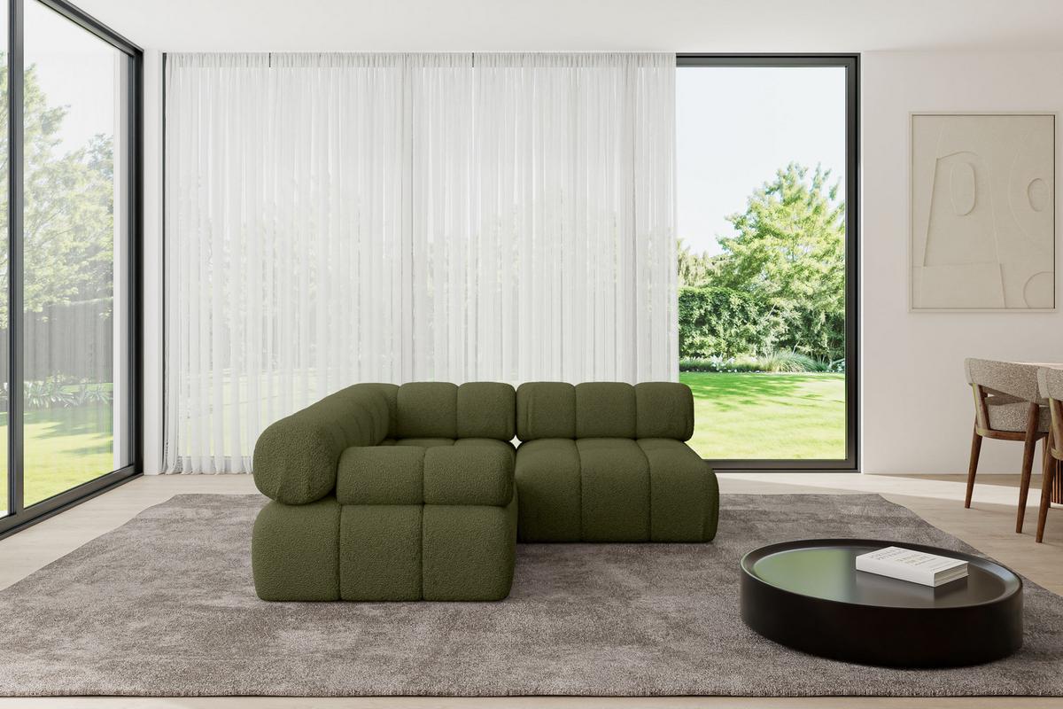 ECKSOFA modulares Sofa Mende-L1 - 190x190x70 cm Grün Bouclé - Grün, Holzwerkstoff/Textil (190/190cm) - ALTDECOR