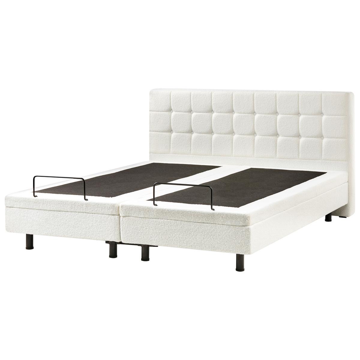 BETT verstellbar 180/200 cm Bouclé Cremeweiß Duke - Creme, Textil (180/200cm) - Beliani
