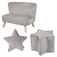 KINDERSOFA 3er-Set silbergrau - Grau, Holzwerkstoff/Textil (70/50/48cm) - Roba