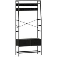 GARDEROBENSTÄNDER, Kleiderständer mit Schuhregal, 2 Schubladen, Garderobe - Schwarz, Holzwerkstoff (30/180.5/80cm) - HOMCOM