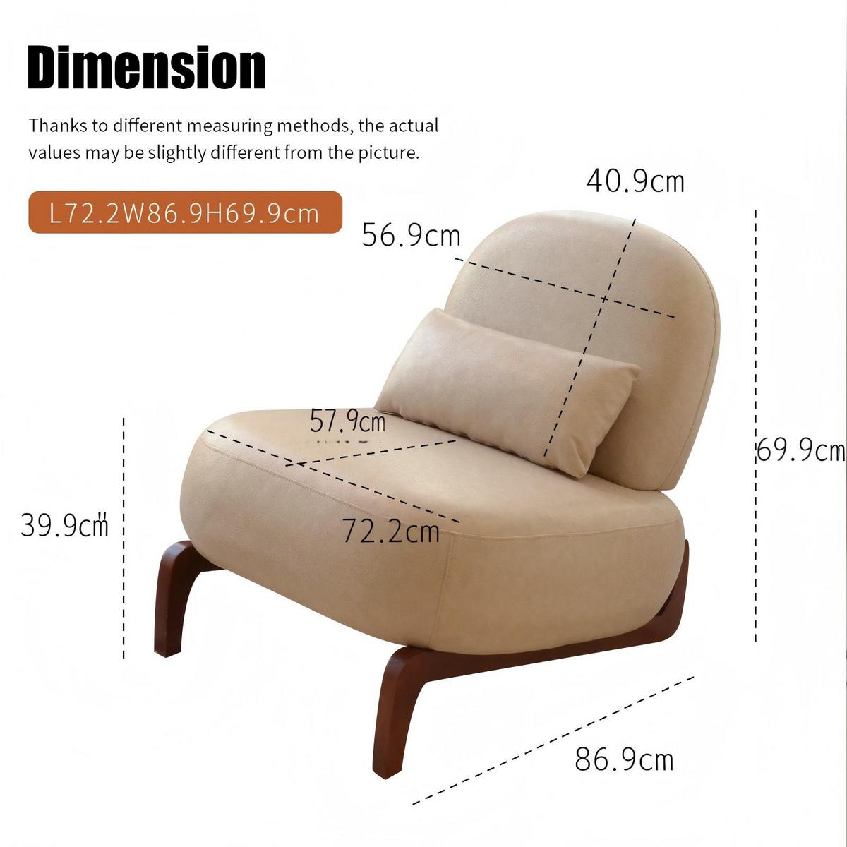 SESSEL Samt Camel Armlos Holzbeine Lounge Lesesessel Wohnzimmer - Hellbraun, Textil (86.9/69.9/72.1cm) - Urban Meuble