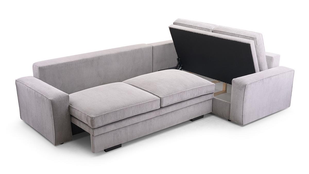 ECKSOFA L Form Treville Grau 296/196/94 cm – Rechts, mit Bettkasten und Schlaffunktion - Schwarz/Grau, Kunststoff/Textil (296/196cm) - AX Living
