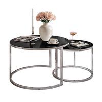 COUCHTISCH 2-in-1 CIRI GLASS CHROME mit Glasplatte - Silberfarben, Glas (70/70/47cm) - Lookway