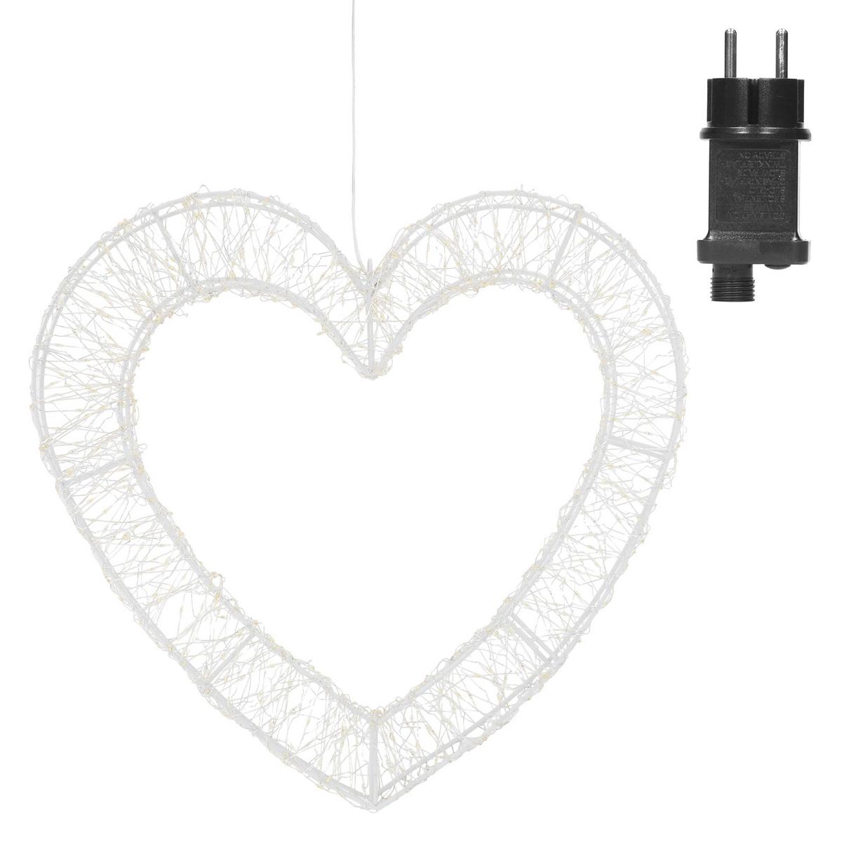 LED DEKO HERZ Weihnachten 500 LED Warmweiß Weihnachtsdeko 38,5x36 cm Innen/Außen - Weiß, Kunststoff (38.5/36/4.5cm) - ECD-Germany