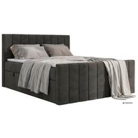 BOXBETT ALVER DUO 180/200 - Dunkelgrau Velvet - Topper T25 - H3 - Dunkelgrau/Schwarz, Kunststoff/Textil (180/200cm) - MKS