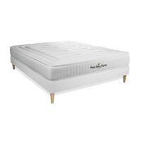 BETT Nottingham Memory-Schaum 130 x 190 cm h3 - Kit Bettgestell Weiß - Beige/Weiß, Karton/Holz (130/190cm) - ROYAL PALACE BEDDING
