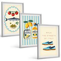 BILDER SET 3er Set - 40x60 cm Silberner Rahmen - Italienische Aromen und Lifestyle-Bilder - Silberfarben, Kunststoff (40/60cm) - TULUP