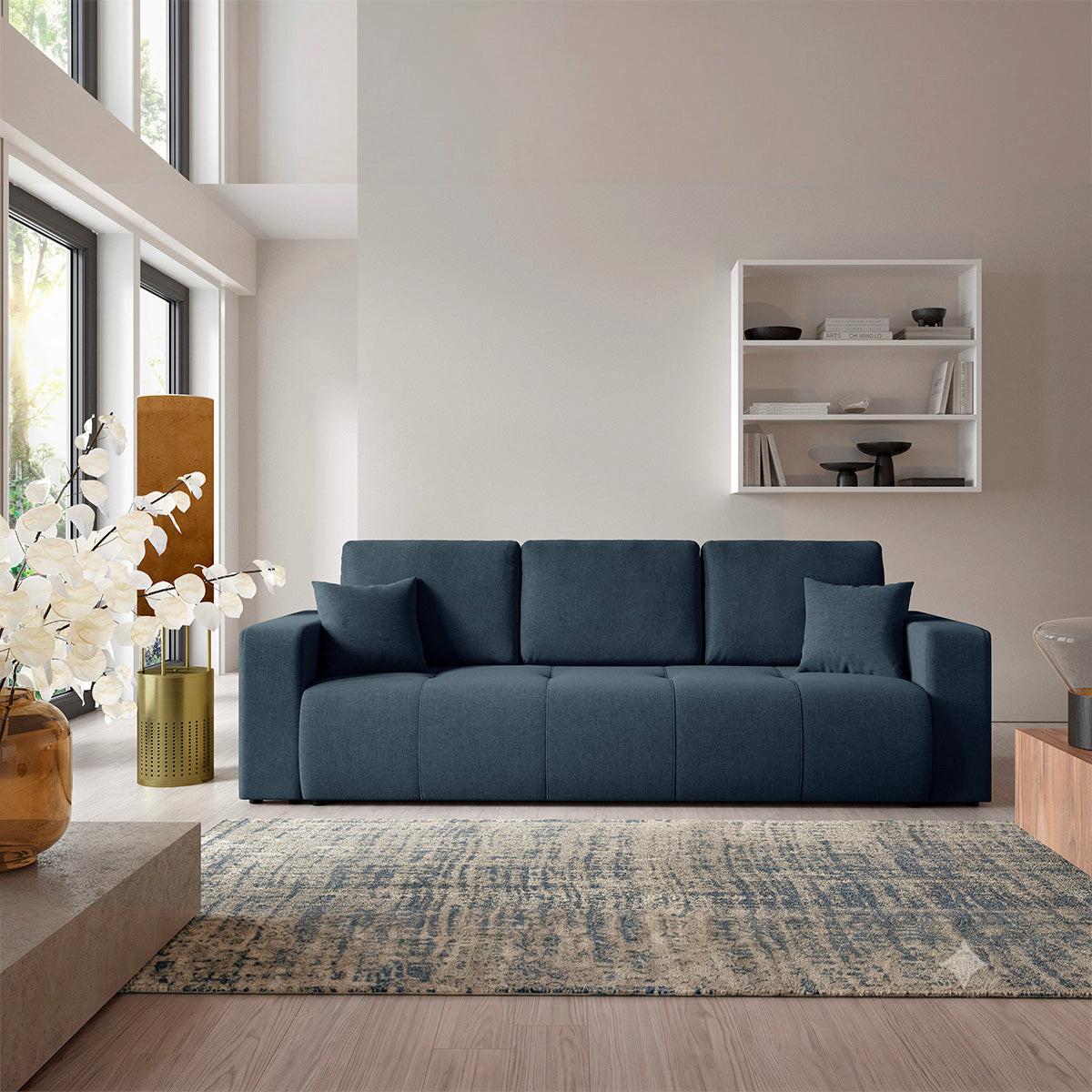 SOFA Giulia 3 Sitzplätze Blau - Blau, Holz (244/82/102cm) - Petits-meubles