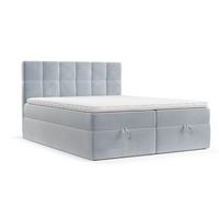 BOXBETT Savio 200/200 cm Hellgrau im Paros Stoff - Hellgrau/Schwarz, Holz/Holzwerkstoff (200/200cm) - AltaBeds