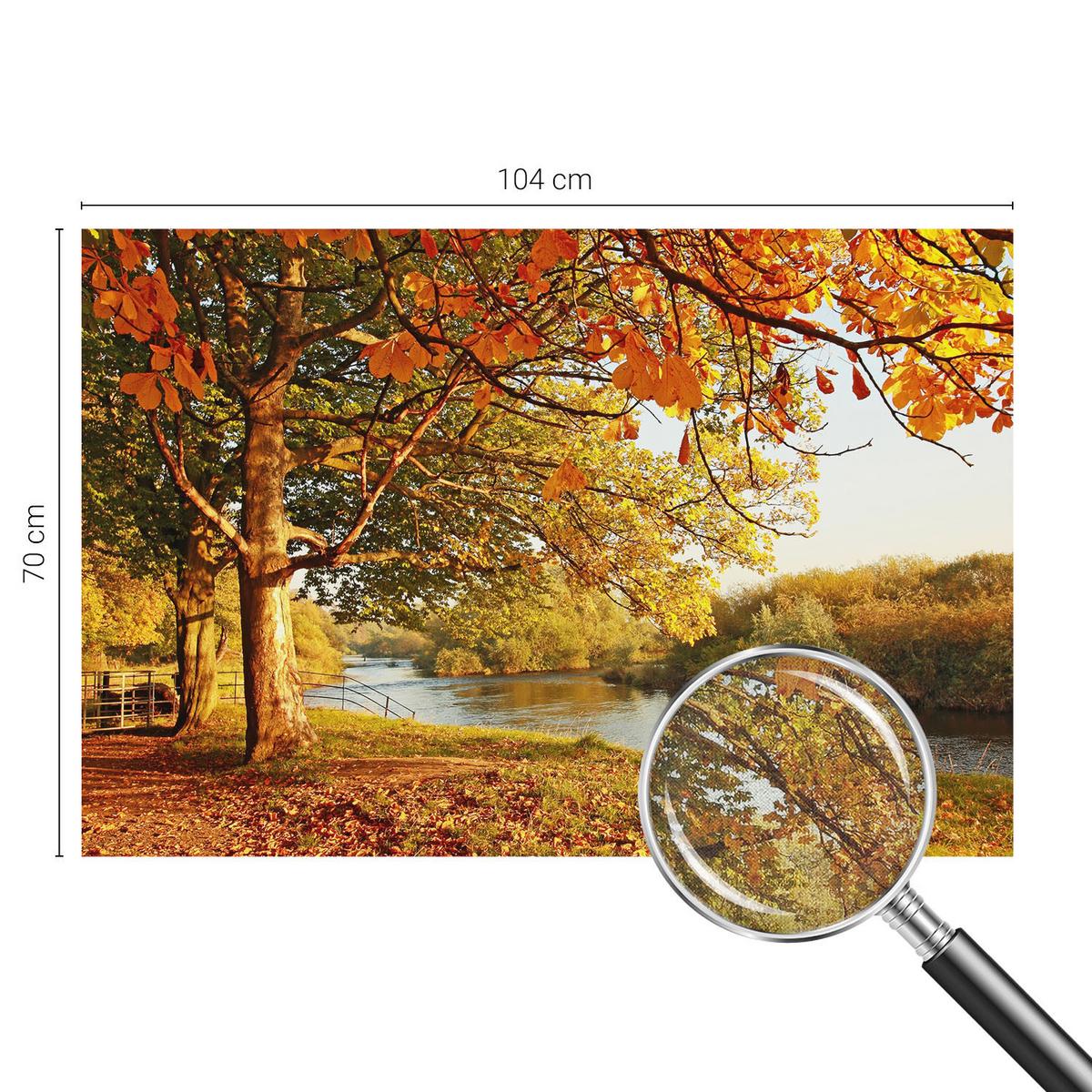 FOTOTAPETE 104x70 cm - Küstenherbst - Gelb, Textil (104/70cm) - Wallfluent