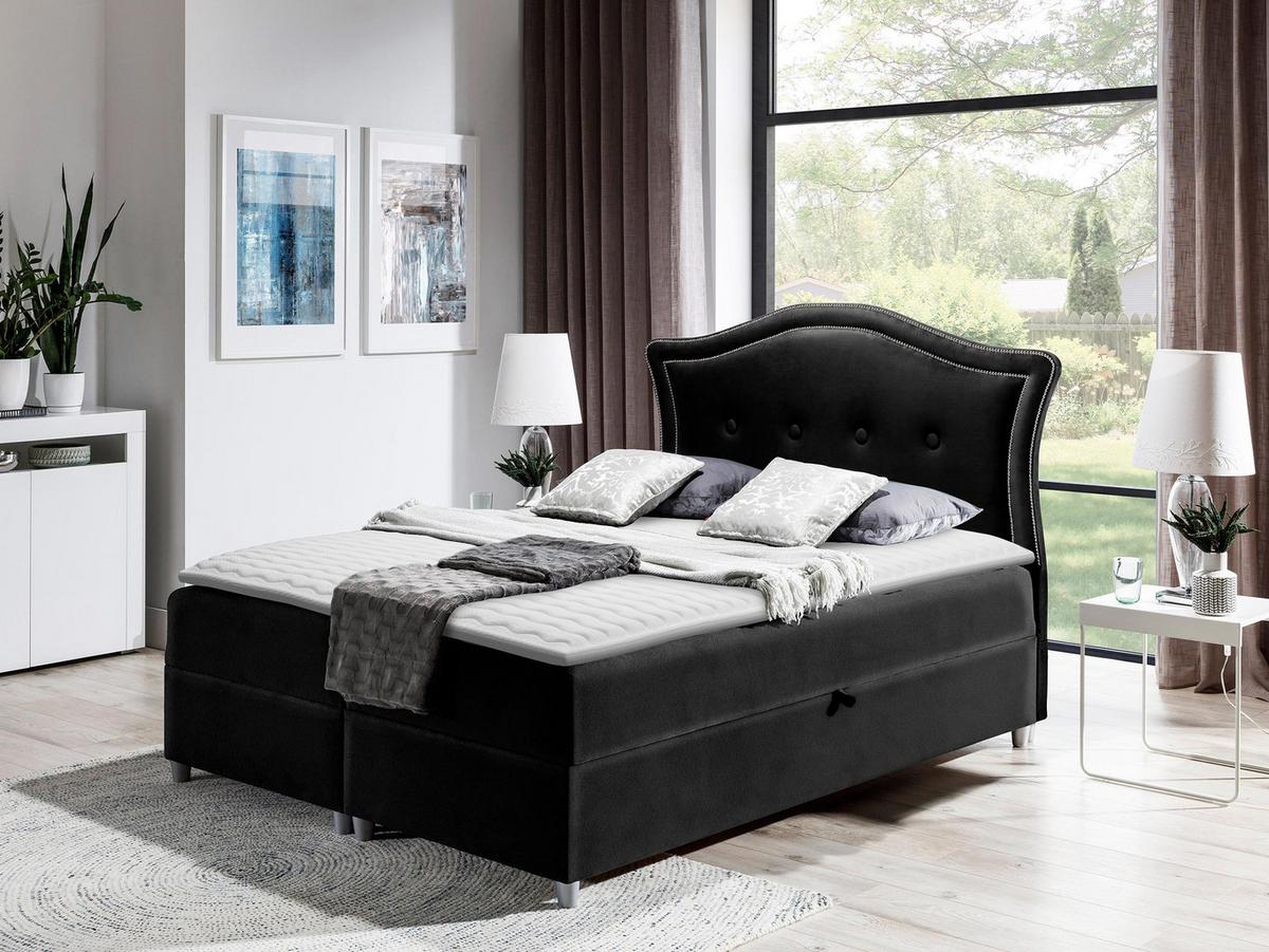 BOXBETT Bedran Lux - H3 - Schwarz, Holz (160/200cm) - MIRJAN24