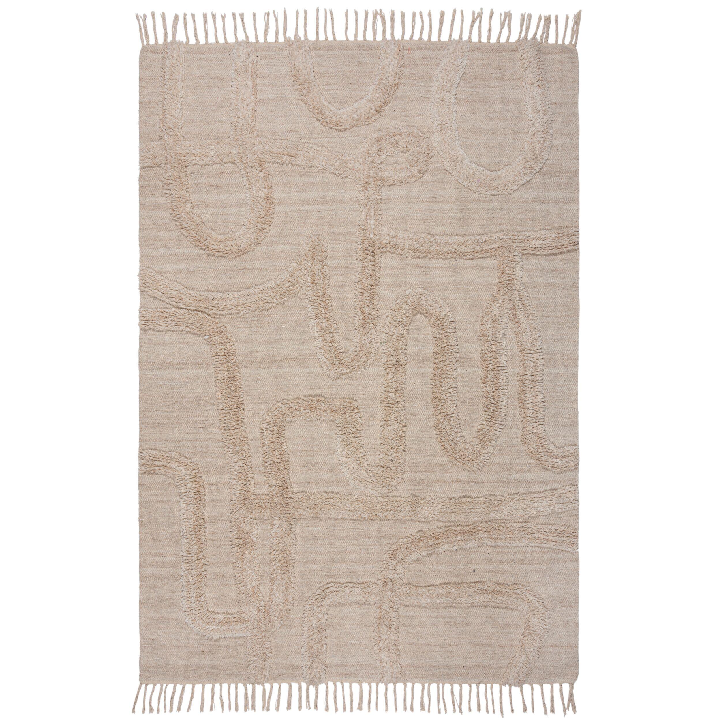 WOLLTEPPICH FOWEY, abstrakt, Natur-Beige, 200 x 290 cm - Beige, Textil (200/290cm) - KADIMA DESIGN