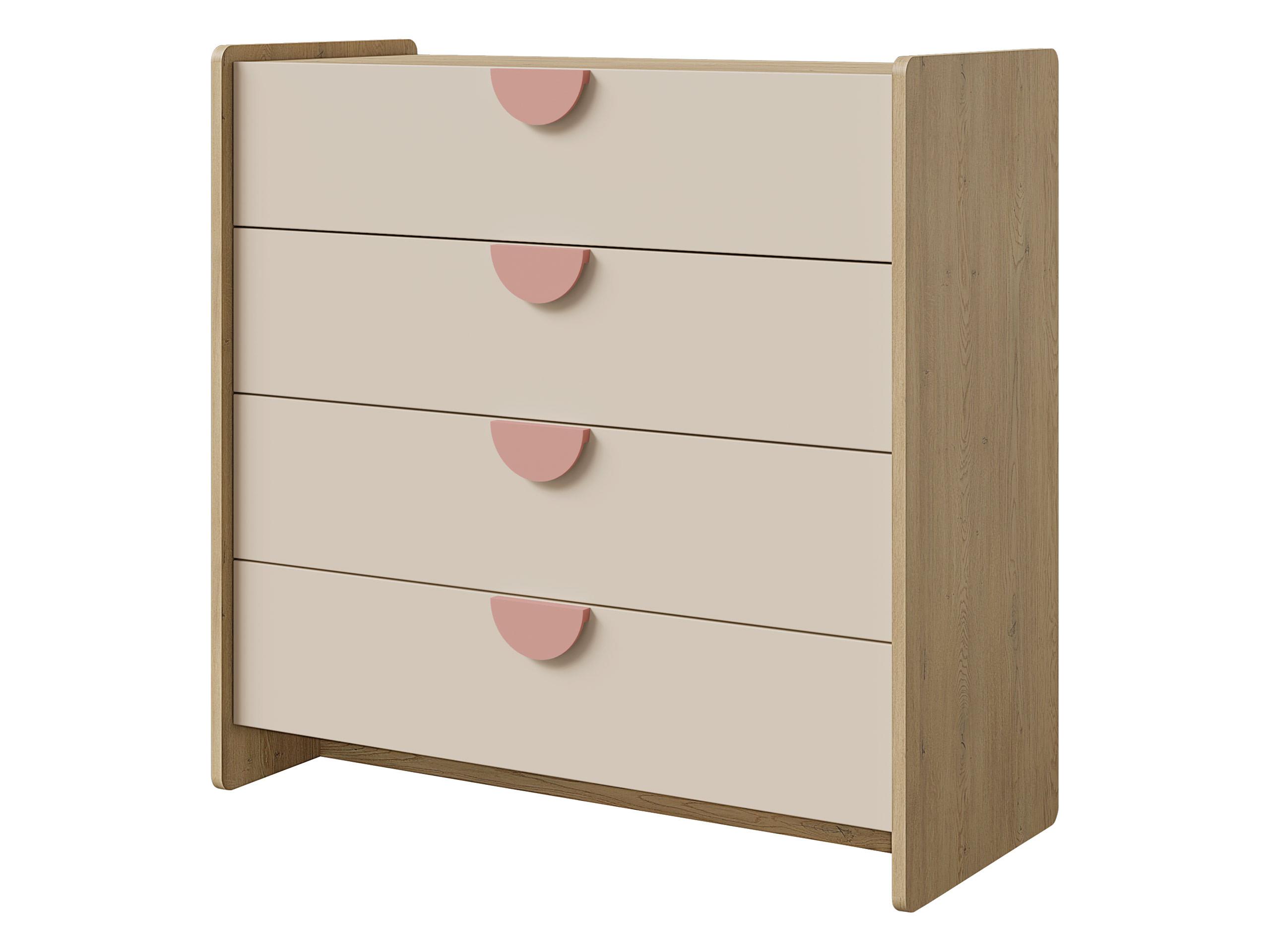 KINDERKOMMODE Lexi 4S 10 - Eichefarben/Rosa, Holzwerkstoff/Kunststoff (94/91/40cm) - MIRJAN24