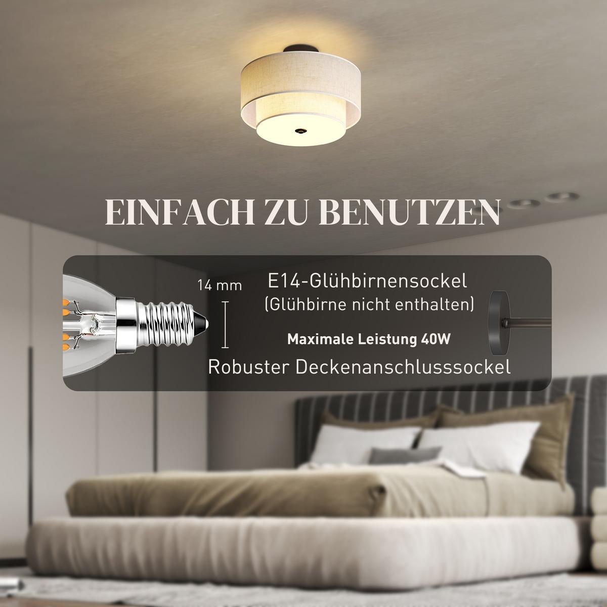DECKENLEUCHTE Hängend mit 3 x E14 Fassung Creme - Creme, Metall (40/40/26cm) - HOMCOM