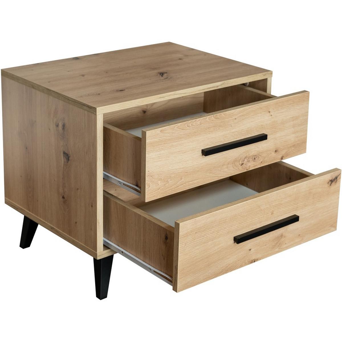 NACHTTISCH Kavo mit 2 Schubladen, eiche Artisan - Schwarz/Eiche Artisan, Holzwerkstoff (53.5/48/41cm) - Beautysofa