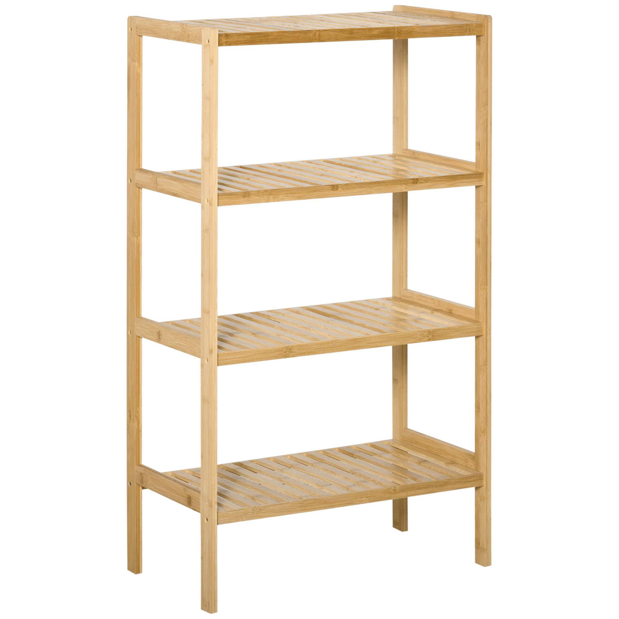 STANDREGAL Bücherregal 4-stufiges Bambusregal Büroregal Lagerregal Natur - Naturfarben, Naturmaterialien (33/112/62cm) - HOMCOM