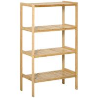 STANDREGAL Bücherregal 4-stufiges Bambusregal Büroregal Lagerregal Natur - Naturfarben, Naturmaterialien (33/112/62cm) - HOMCOM
