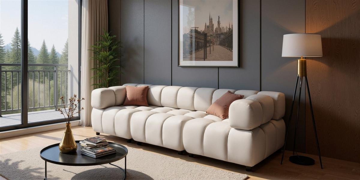 SOFA 3-sitzer Flow - Creme, Holzwerkstoff/Textil (288/71/96cm) - Fun Möbel