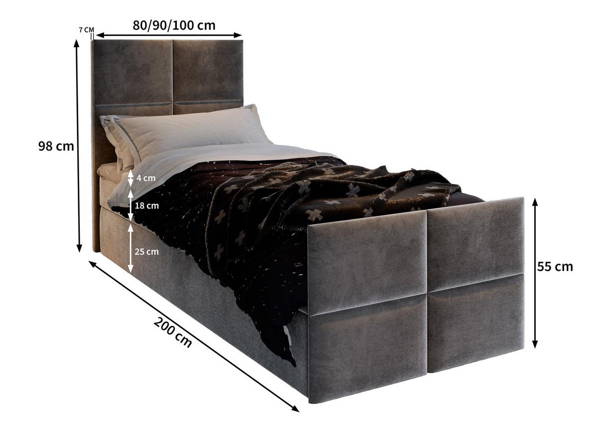 BOXBETT ARIEL 90 90x200 cm mit Matratze und Topper - Blau - Hellblau, Holz (90/200cm) - MASSENO