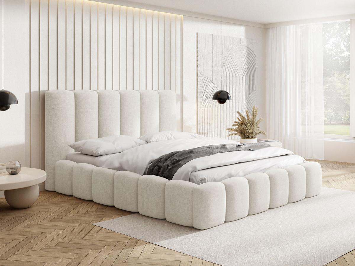 POLSTERBETT Serenity mit Bettkasten & Lattenrost in Creme Chenille 120 x 200 cm - Birkefarben/Creme, Holzwerkstoff/Kunststoff (120/200cm) - WFL GROUP
