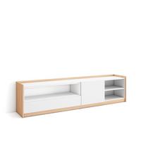 LOWBOARD, Weiß und Eiche Soft, 207/37/50cm - Weiß, Holzwerkstoff (207/50/37cm) - Skraut Home