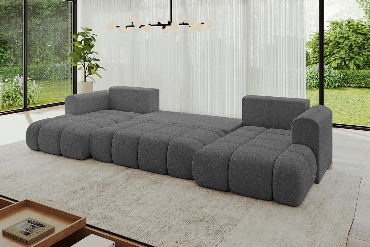 WOHNLANDSCHAFT CLOUD-U 405x185x90 Grau Bouclé - Grau, Holzwerkstoff/Kunststoff (405/90/185cm) - ALTDECOR