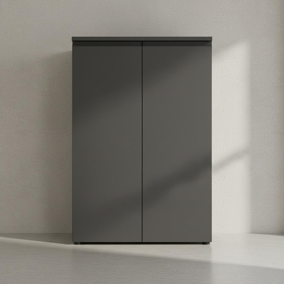 BÜRO-SET "Stuttgart" 3-teilig Soft-Close Graphit 273x120cm - Schwarz, Holzwerkstoff (273/120/40cm) - KADIMA DESIGN