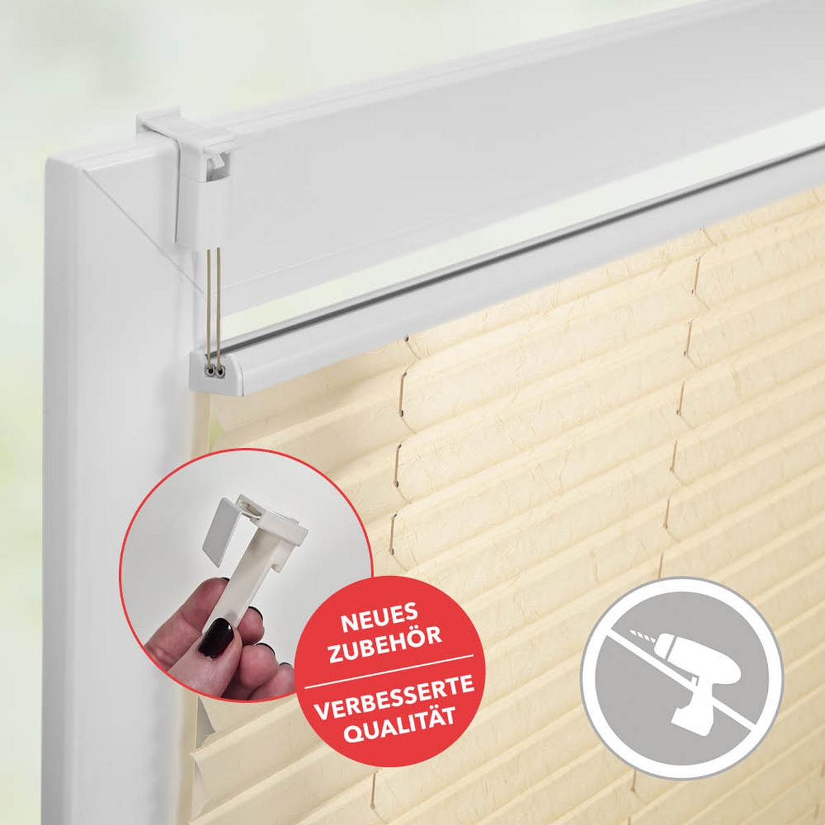 PLISSEE KLEMMFIX, OHNE BOHREN, VERSPANNT - Creme, Kunststoff (75/130cm) - Lichtblick Original