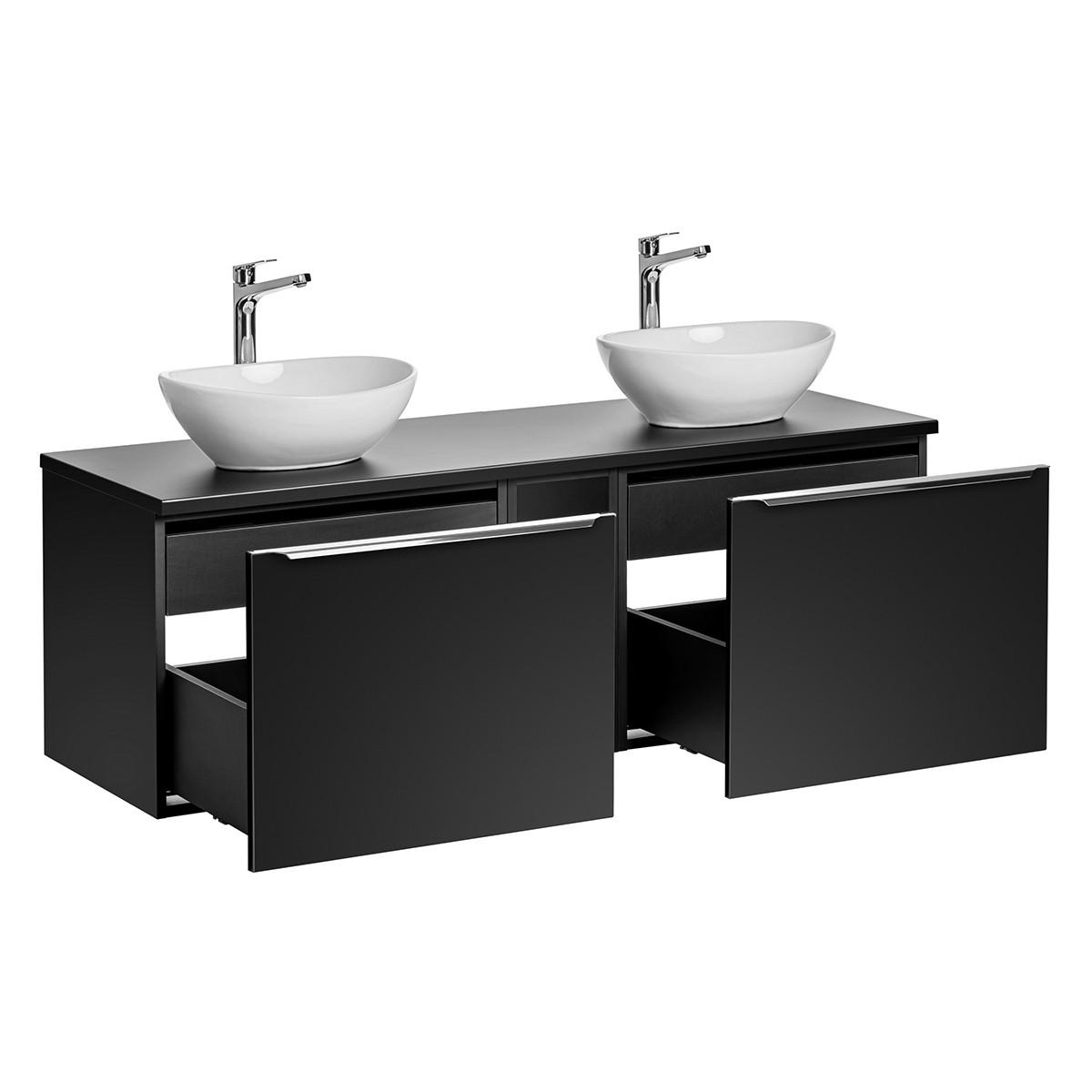 BADMÖBEL 140cm Éros 2er-Set Schwarz - Schwarz, Holzwerkstoff (140/48/46cm) - Petits-meubles
