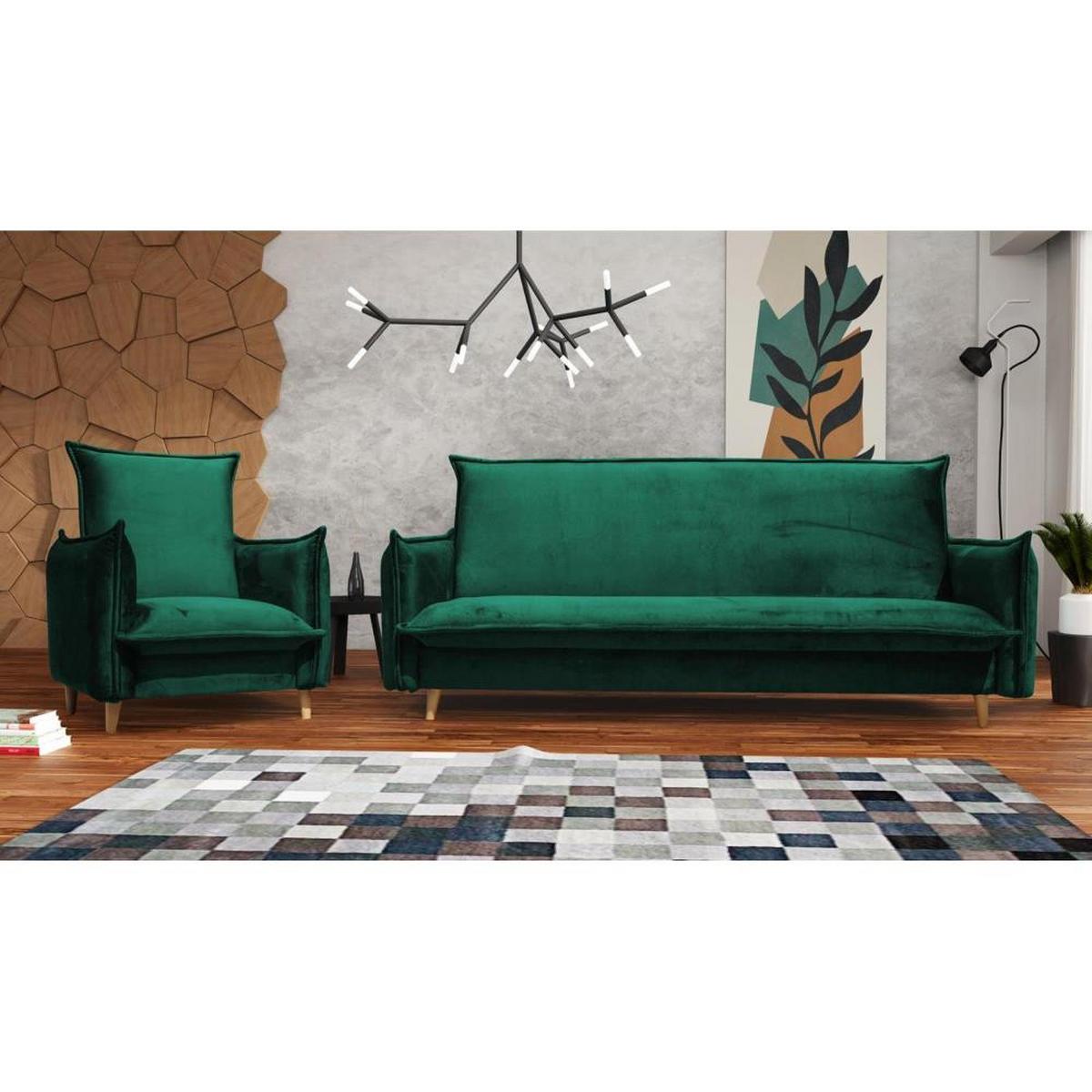 RELAXSESSEL Pillow grün mit Buchenbeinen - Dunkelgrün/Buchefarben, Textil (84/95/88cm) - Beautysofa
