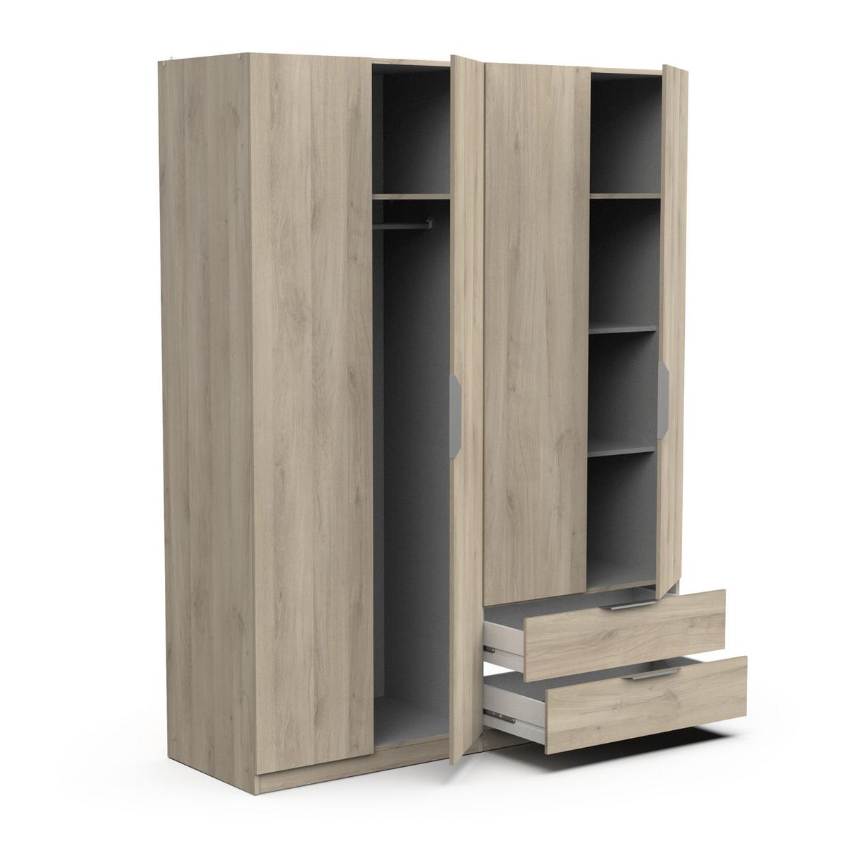 KLEIDERSCHRANK mit 4 Türen und 2 Schubladen Ghost - L157,3 cm - Sonoma Eiche, Holzwerkstoff (51.1/203/204.5cm) - Demeyere