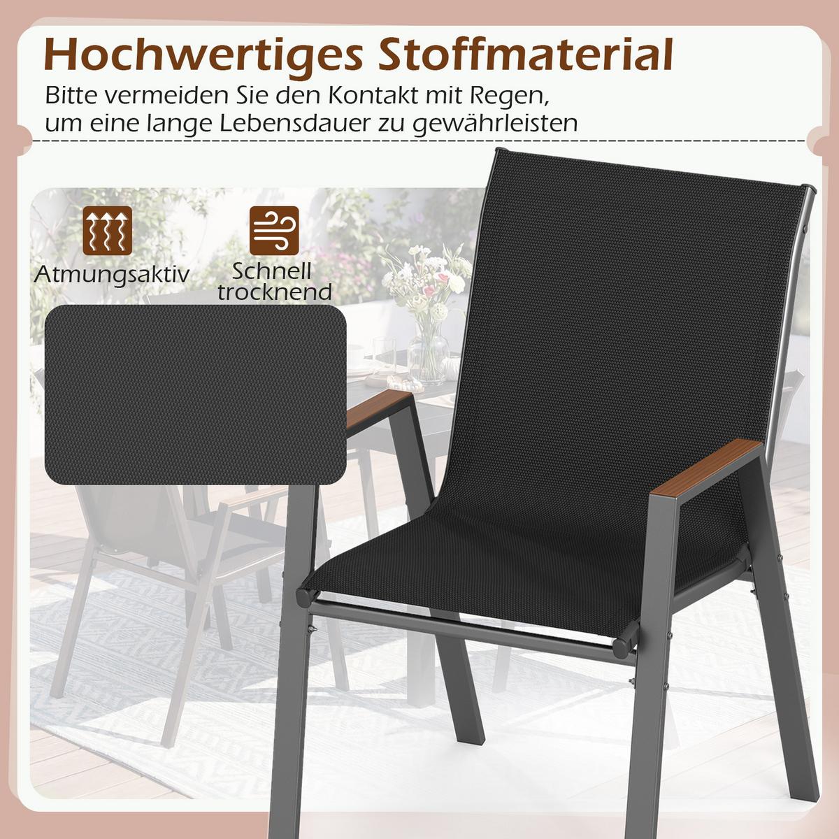 GARTENSTÜHLE stapelbar schwarz (2er-Set) - Schwarz, Metall (66/88/56cm) - COSTWAY