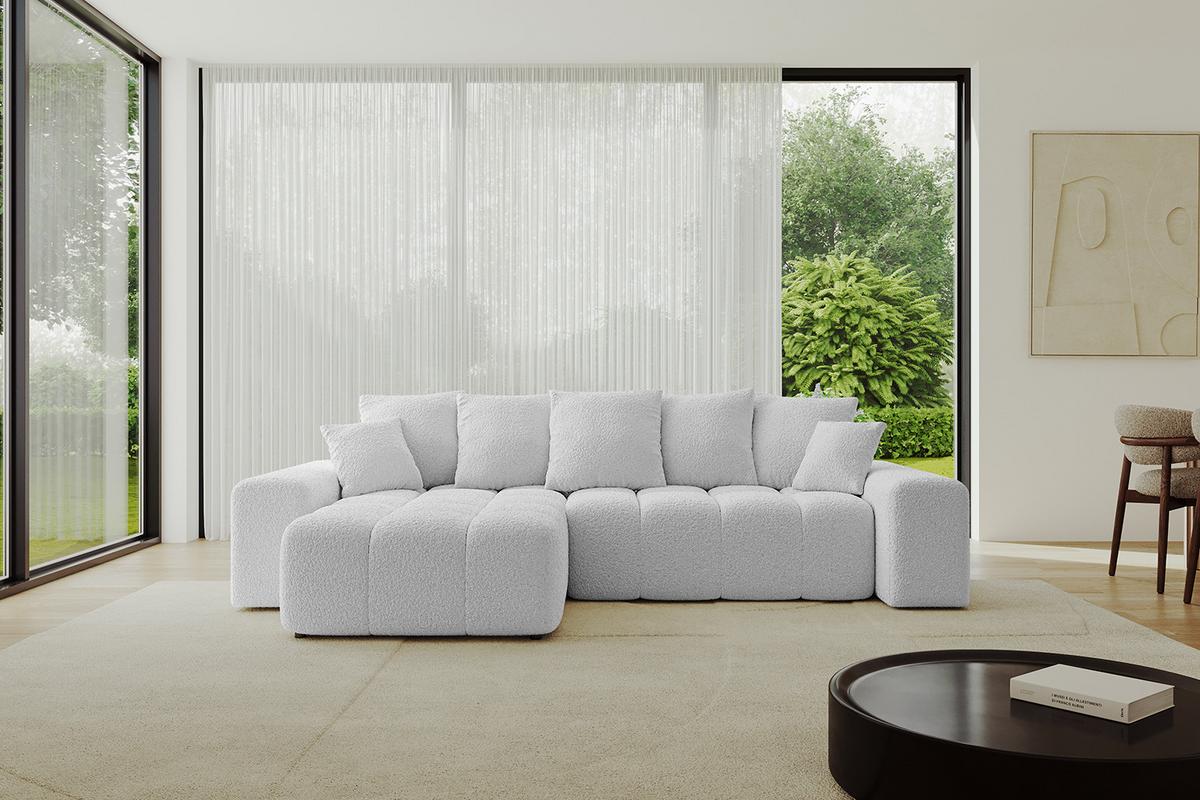 ECKSOFA Ottomane links ENIL-L 297x189x68 Hellgrau Bouclé - Hellgrau, Holzwerkstoff/Kunststoff (297/189cm) - ALTDECOR