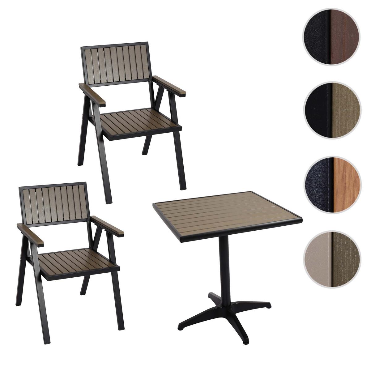 GARTENSTUHL+GARTENTISCH Schwarz, Grau - Schwarz/Grau, Kunststoff - MCW