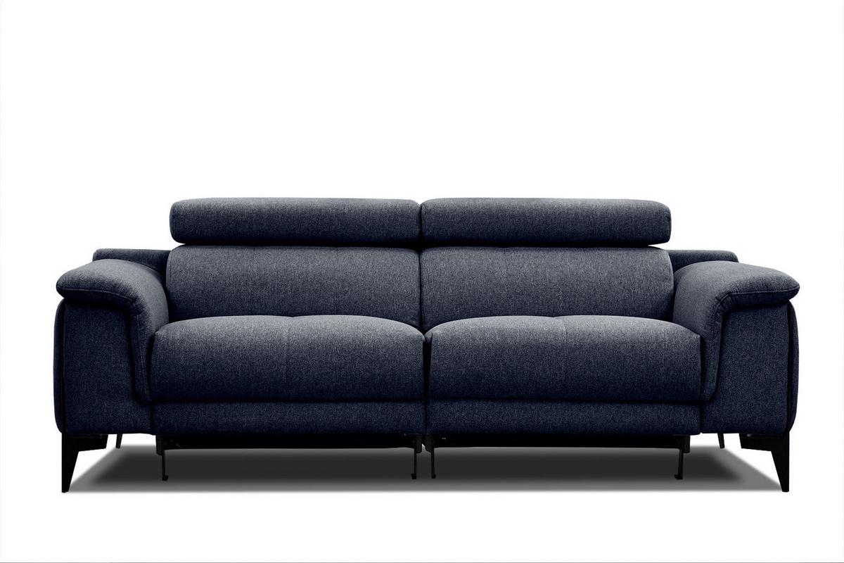 RELAXSOFA MATERA 3-Sitzer mit 2 Relaxfunktionen, dunkelblau - Schwarz/Dunkelblau, Holzwerkstoff/Textil (212/82/103cm) - Wozimo