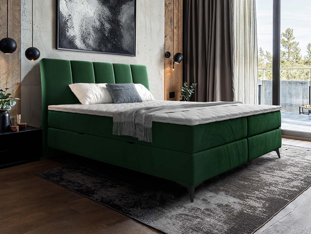 BOXBETT Forever - H3 - Schwarz/Grün, Holz/Textil (160/200cm) - MIRJAN24