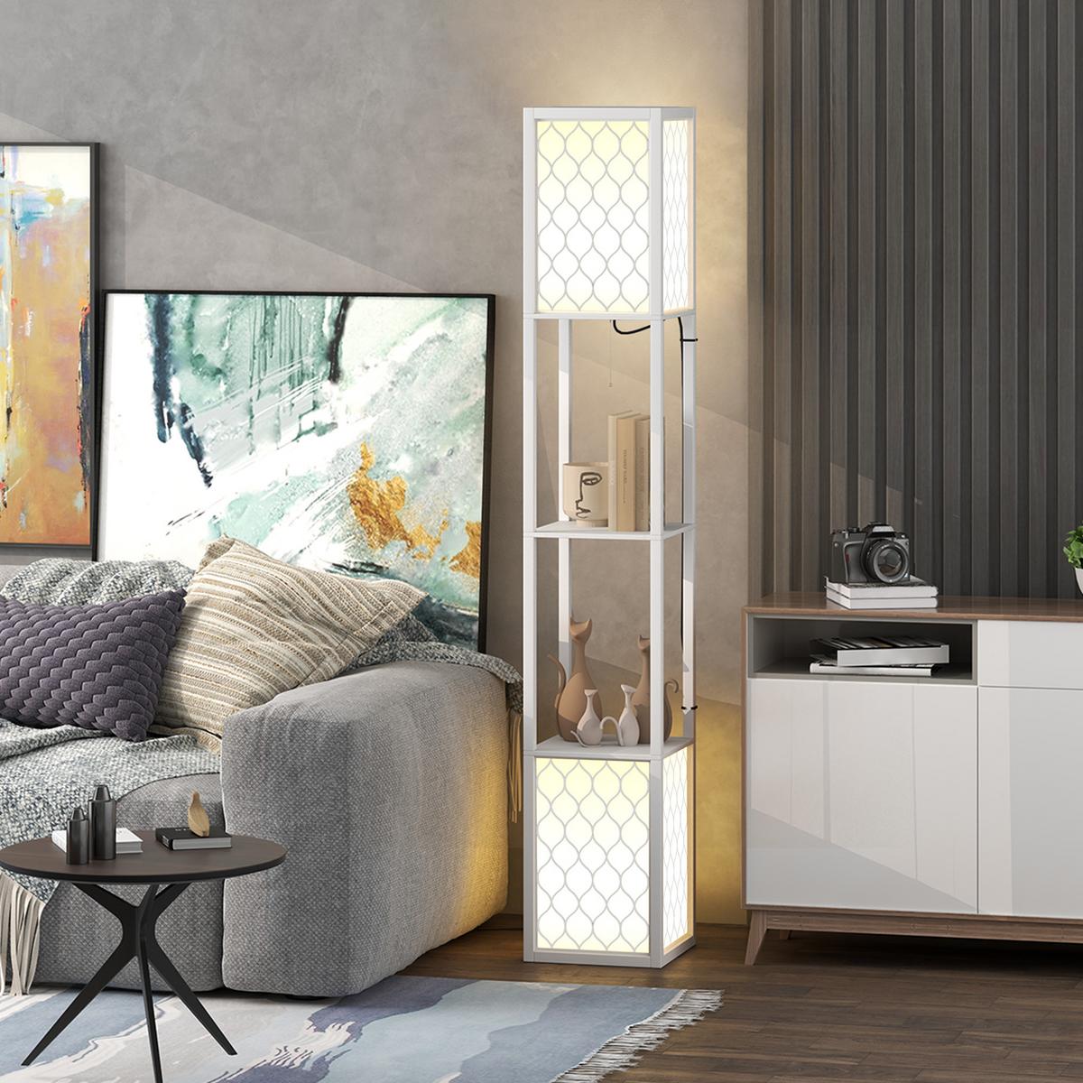 STEHLAMPE MDF Kunststoff Weiß - Weiß, Holzwerkstoff (26/26/156cm) - HOMCOM