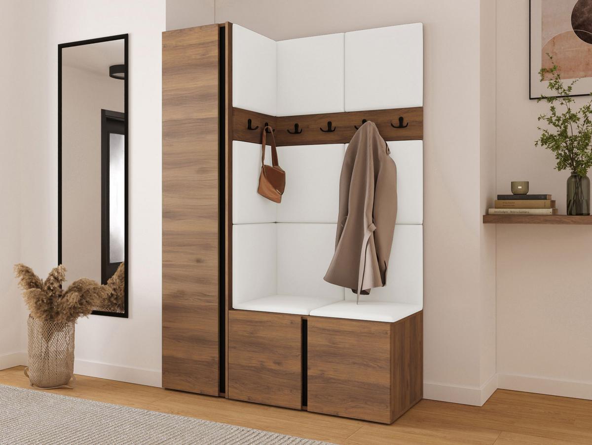 GARDEROBEN-SET Orion IX - Nussbaumfarben/Weiß, Holzwerkstoff/Kunststoff (124/186/46cm) - MIRJAN24