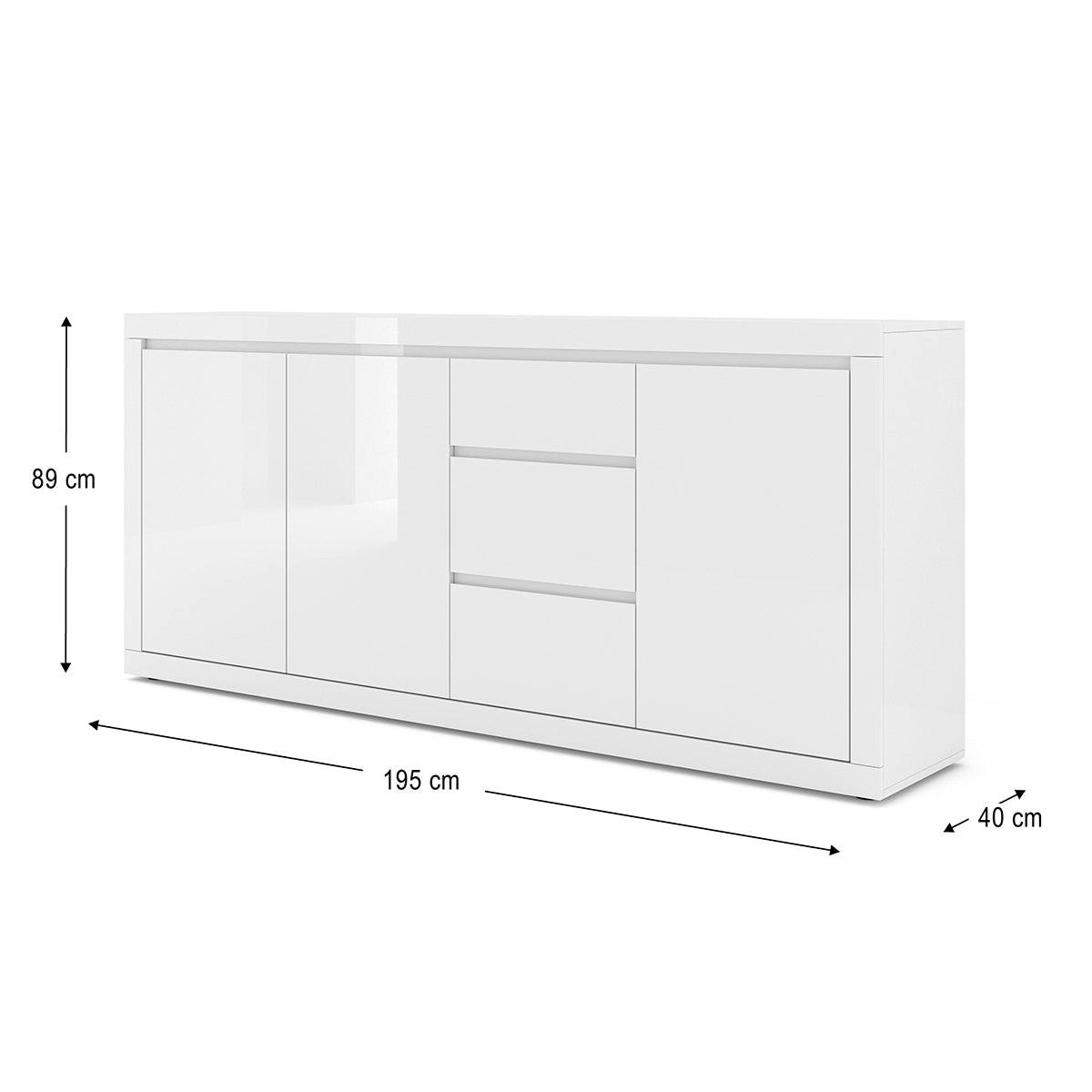 SIDEBOARD Olia Weiß - Weiß, Holzwerkstoff (195/89/40cm) - Petits-meubles