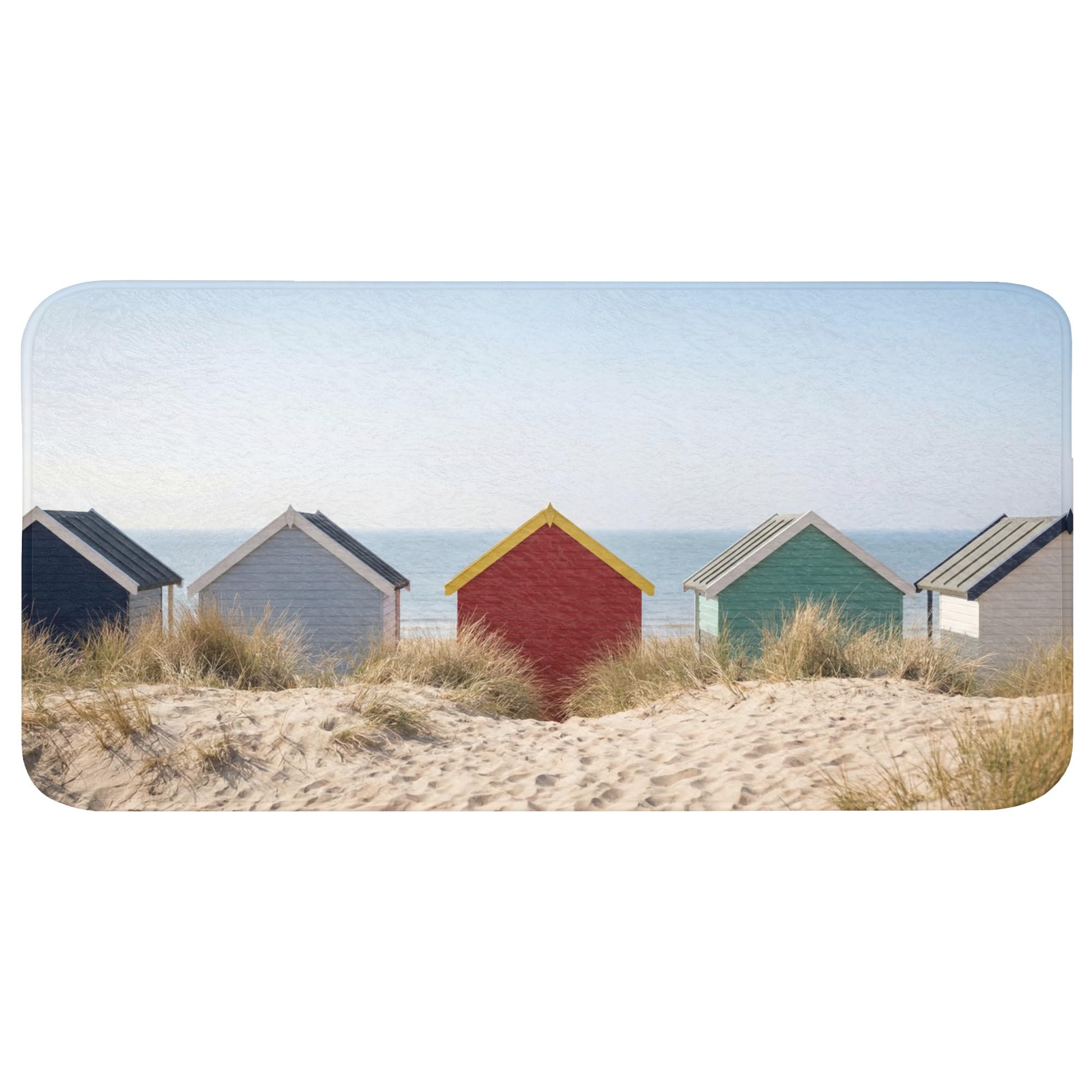 BADEMATTE Strand - Ferienhäuser - Farbenfroh - Dünen Badezimmerteppich 120x60 cm - Multicolor, Textil (120/60cm) - OnlyWow