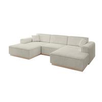 WOHNLANDSCHAFT IREA-U1 - 301x165x80 cm Creme - Ecru/Creme, Holzwerkstoff/Textil (301/80/165cm) - ALTDECOR
