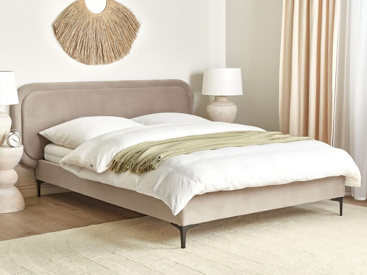 POLSTERBETT mit Lattenrost 140x200 cm Beige Suzette - Taupe, Textil (140/200cm) - Beliani